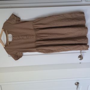 Not Perfect Linen Tan Maxi Dress